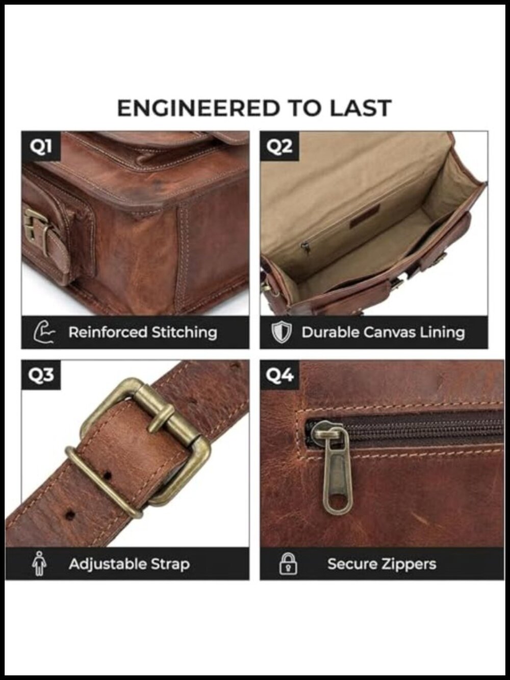 Handmade Full-Grain Leather Laptop Messenger Bag for 14-Inch Computer Work - Picture 2 of 6